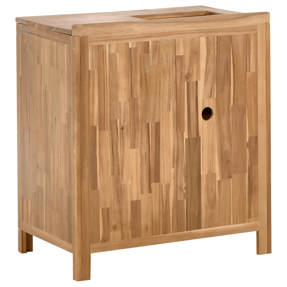 Set di armadietti da cucina per esterni con lavello e rubinetto in legno di acacia marrone e nero Unità di scaffali in acciaio inox