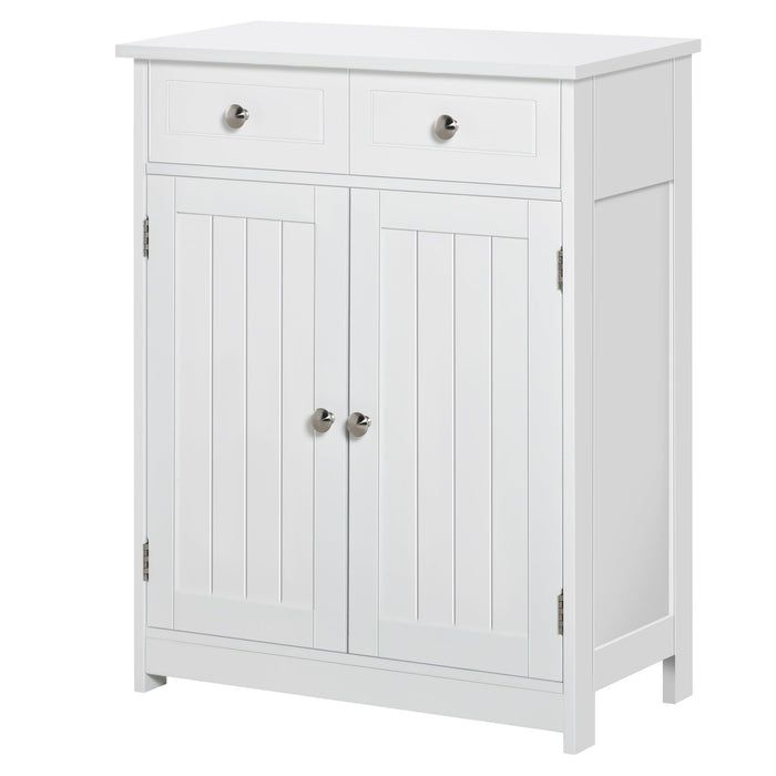 Mobile da Bagno 2 Ante con Cassetti 60x30x75 cm in Legno Bianco