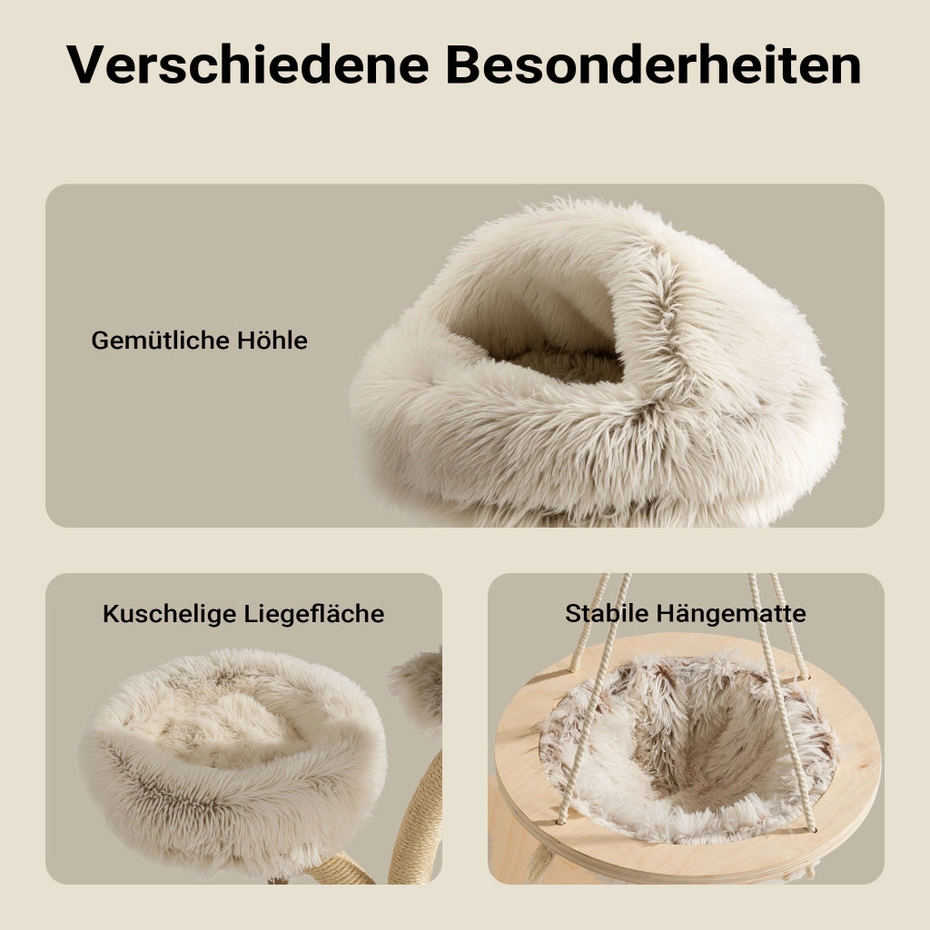 Fudajo Albero tiragraffi con design a rami 130 cm con peluche e sisal