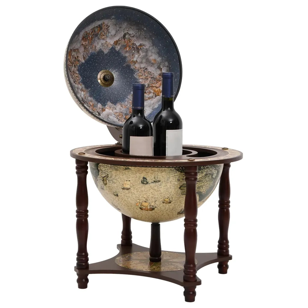 Bar a Globo Portavini Marrone Legno Massello di Eucalipto 343475