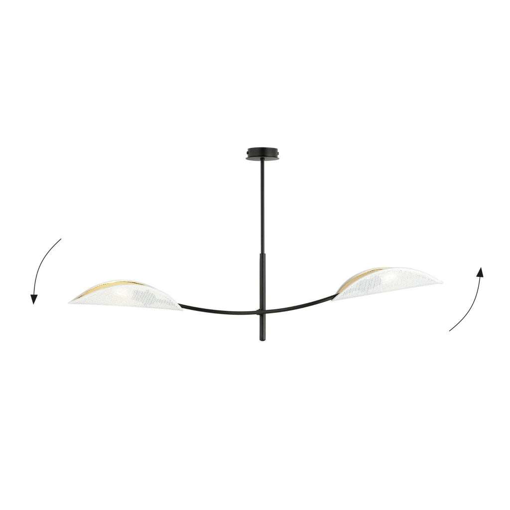 Plafoniera Emibig Lotus 2 luci E14 metallo nero/bianco oro
