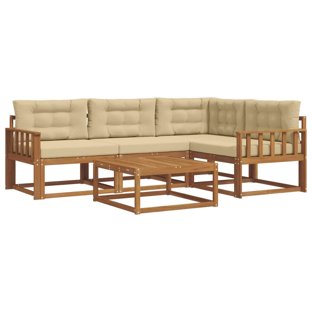 Set di divani da esterno con cuscino 5 pcs Naturale e Beige 3367541