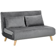 Divano letto ¨C zephmum ¨C 130x78x79, grigio, tessuto velluto, con cuscini