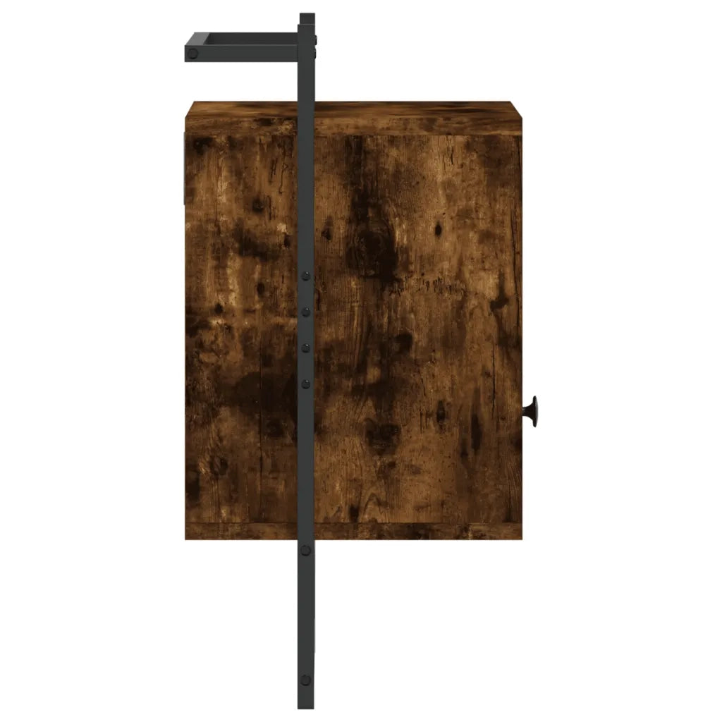 Set di 2 Comodini | Armadio da Notte | Mobiletto da notte a Muro Rovere Fumo 40x30x61 cm Legno Multistrato