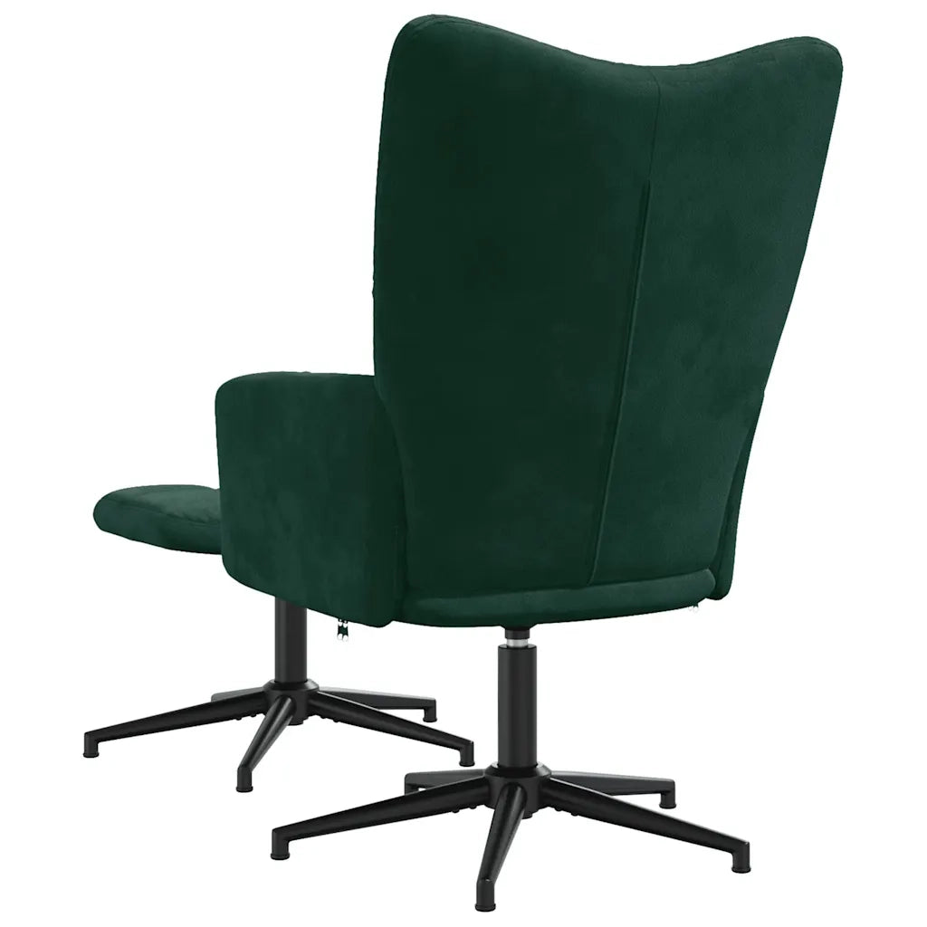 Poltrona Relax con Poggiapiedi Verde Scuro in Velluto