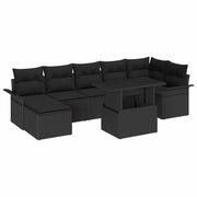 Set Divano da Giardino con cuscino 8 pcs Nero Poly Rattan 3357066