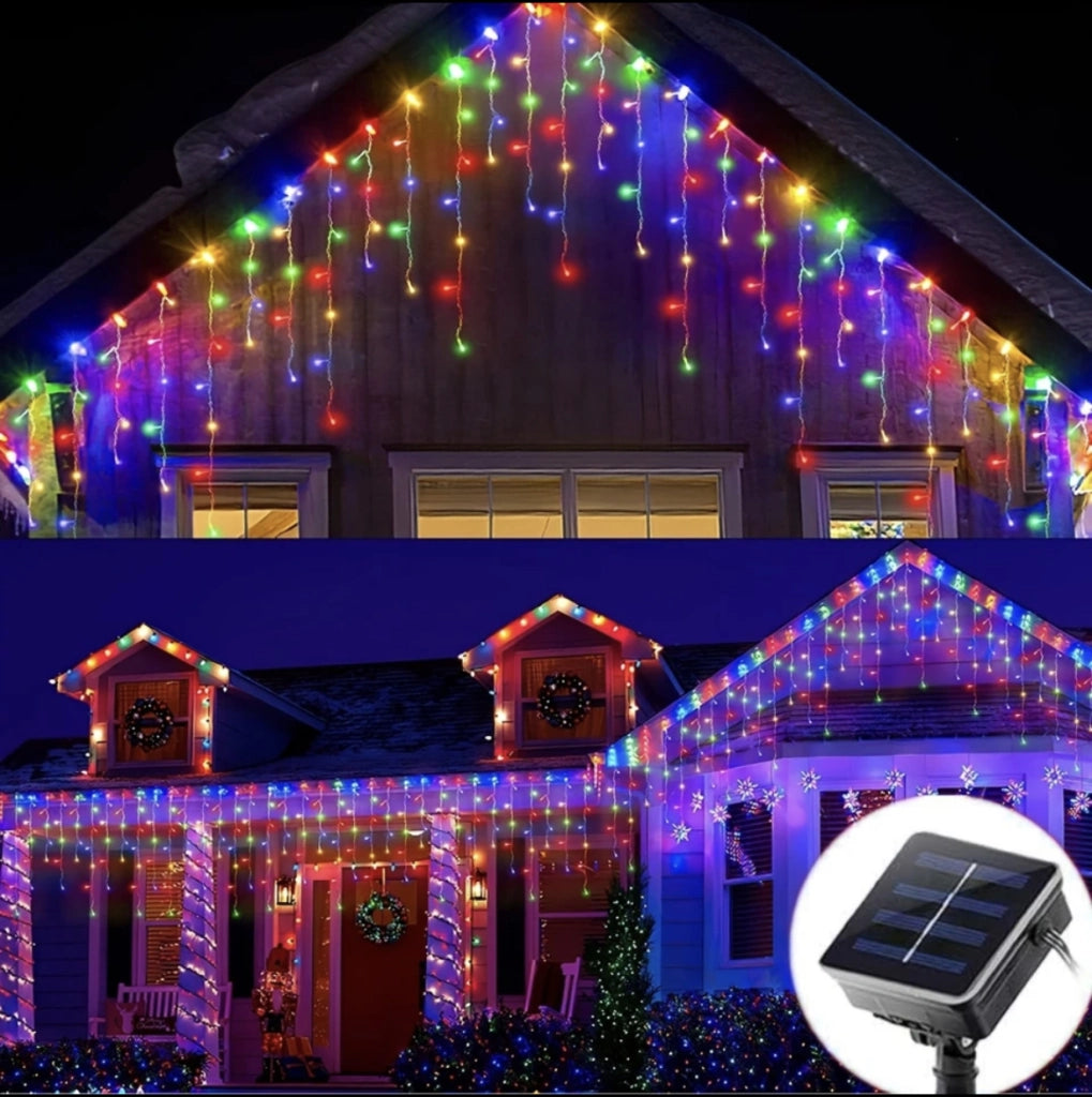 Tenda luminosa natalizia luci di Natale con 168 LED da 4.5 mt a ricarica solare luce Multicolor