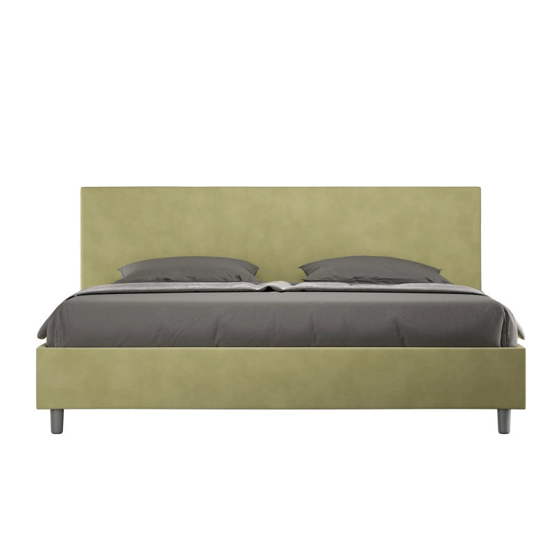 Letto imbottito Matrimoniale 180x210 cm Adele - Con rete,Microfibra,Tè verde