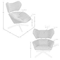 Poltrona girevole in tessuto bianco e nero