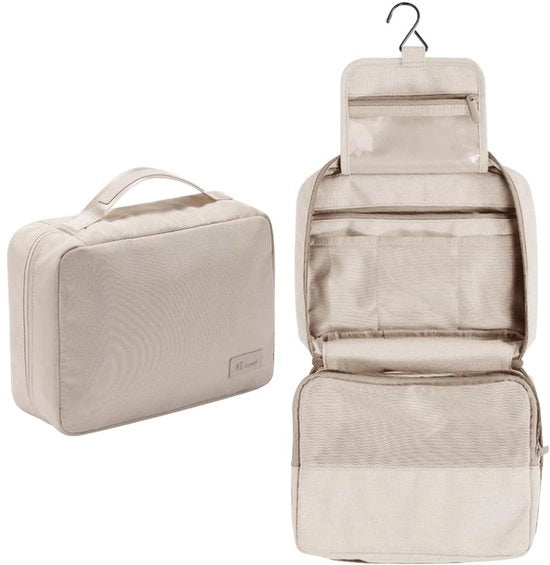 Toilette grande per donne e uomini - Toilette appesa per donne e uomini - Toilette grande appesa, borsa cosmetica - sacchetto per lavaggio per donne e bambine - Beige