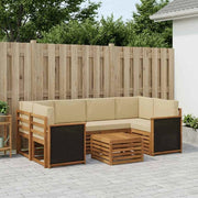 Set di divani da esterno 7 pz Naturale e Beige 3384074
