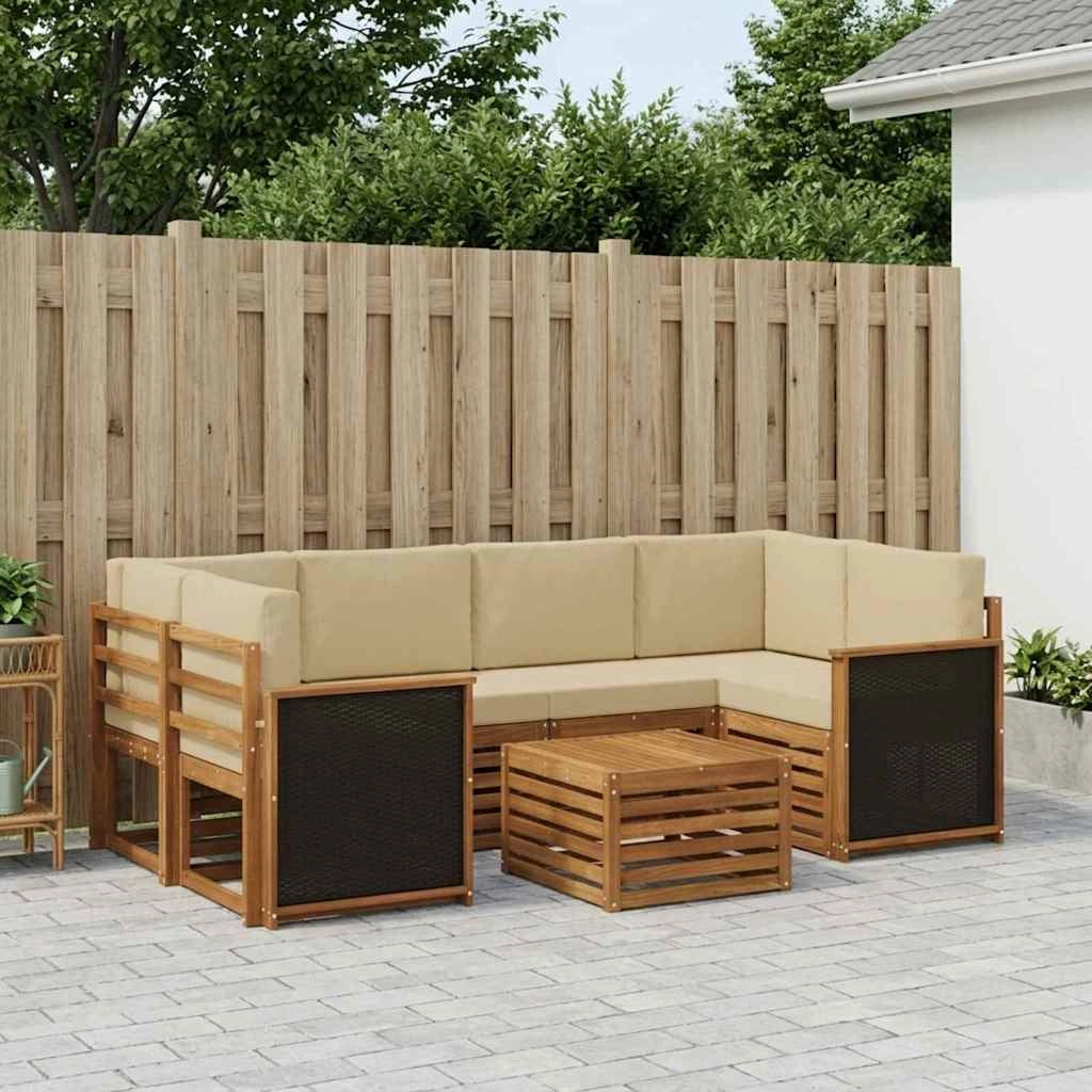 Set di divani da esterno 7 pz Naturale e Beige 3384074