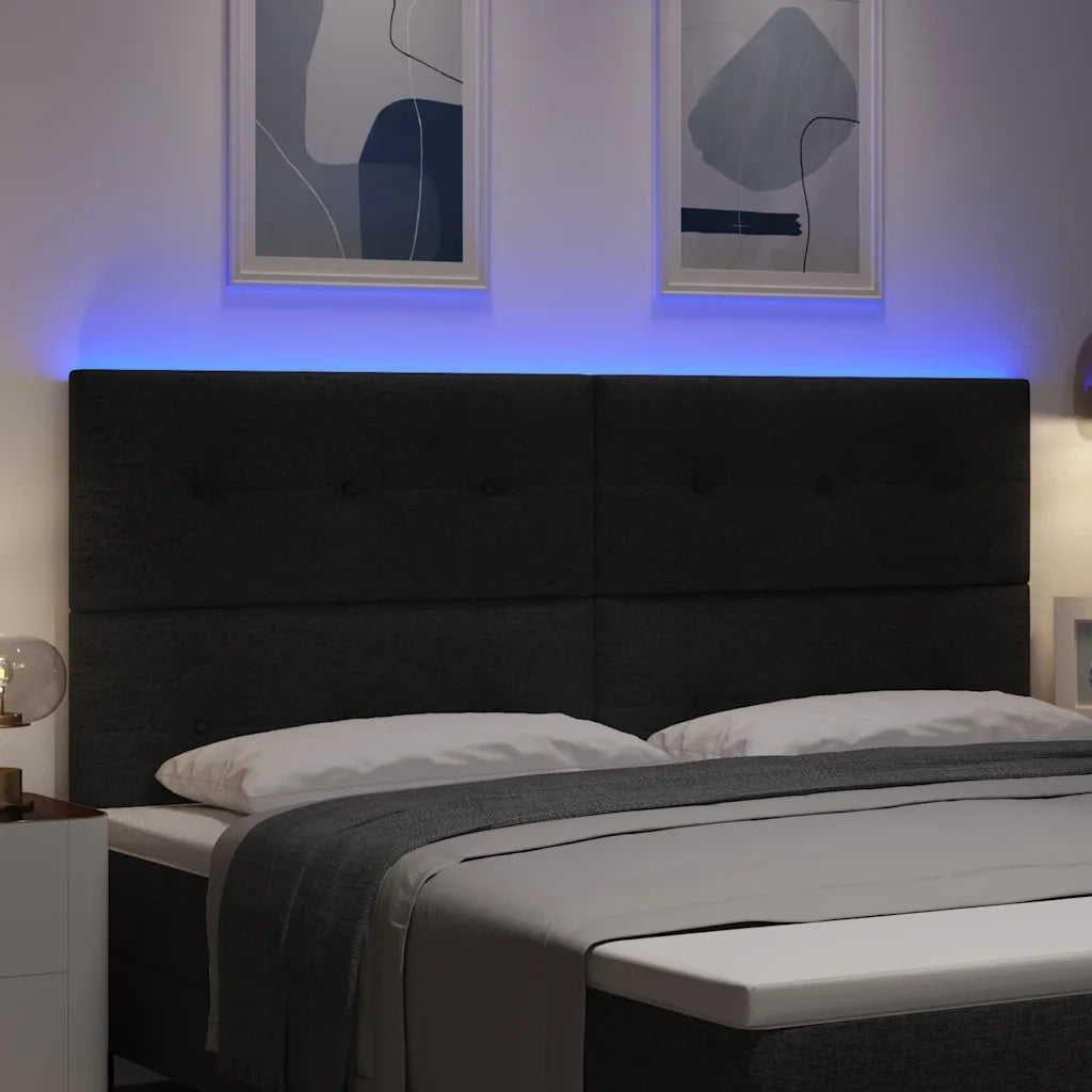 Testiera LED con strisce LED con testiera Nero 200 cm Tessuto 3338464