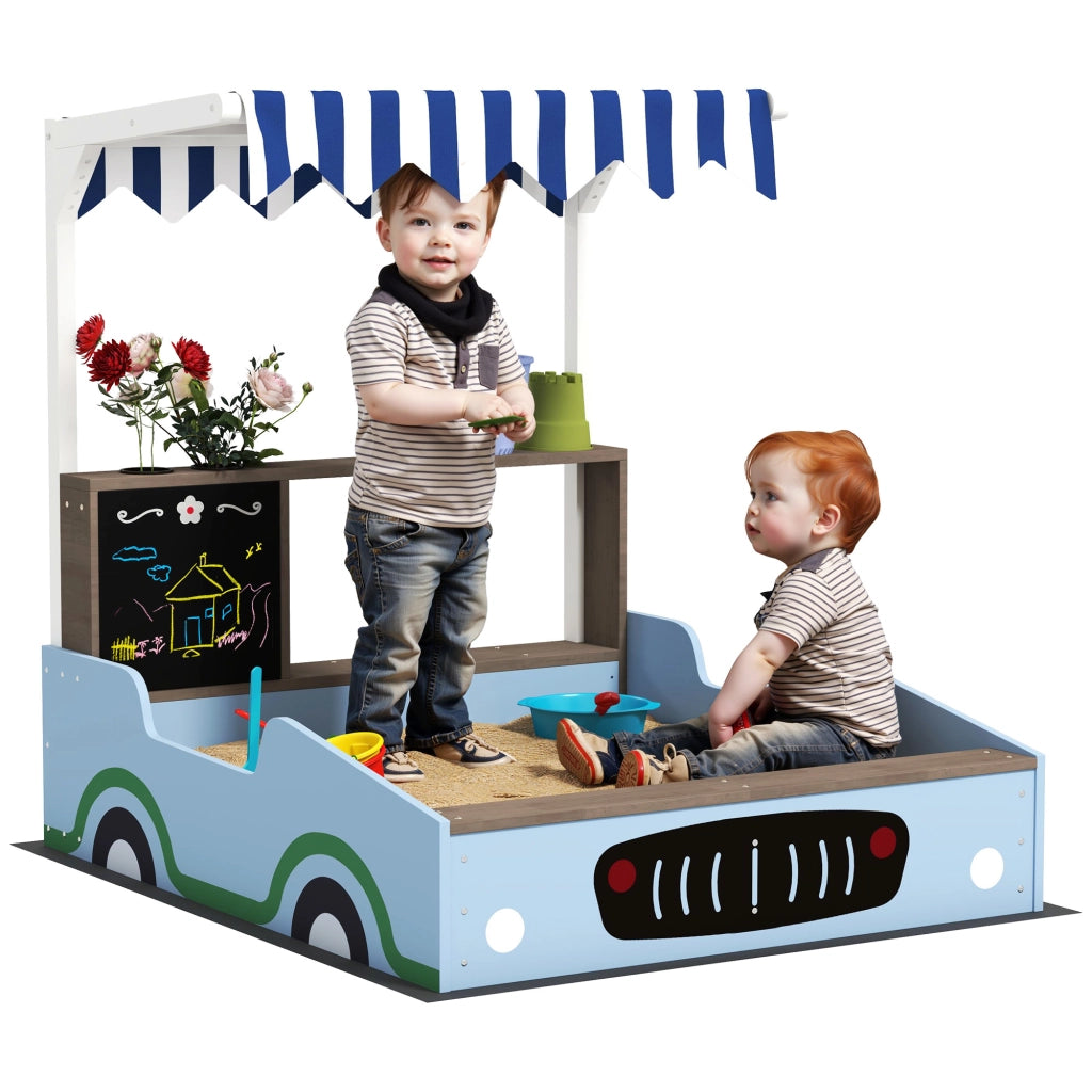 Sandbox con tettoia, panchina e lavagna ¨C zephmum ¨C 104x108x90 cm, blu