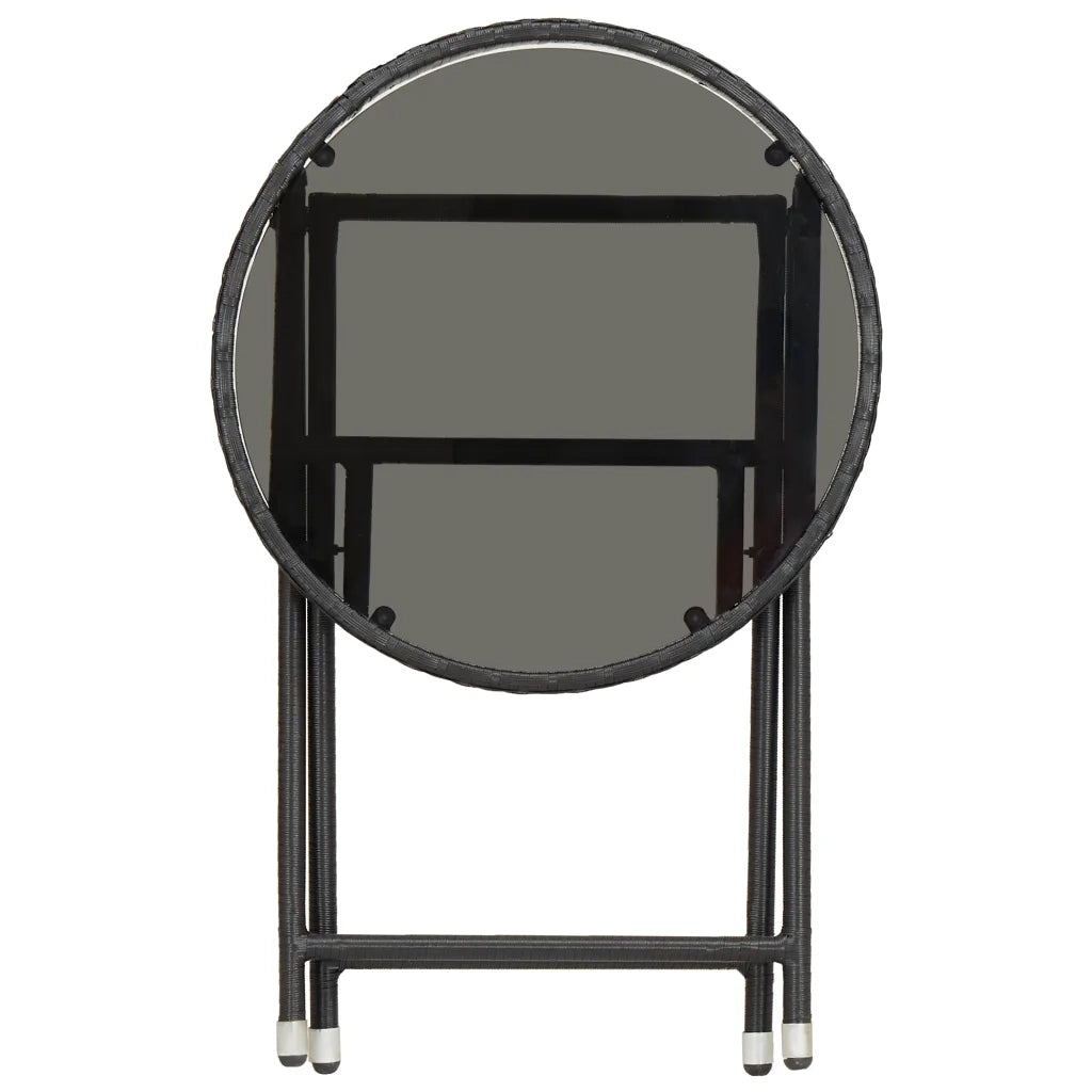 Tavolino da CaffÃ¨ Nero 60 cm in Polyrattan e Vetro Temperato cod mxl 34122