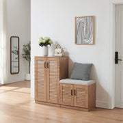Set Løten di Armadio Scarpiera e Panca 97 x 120 x 36 cm Effetto Rovere [en.casa]