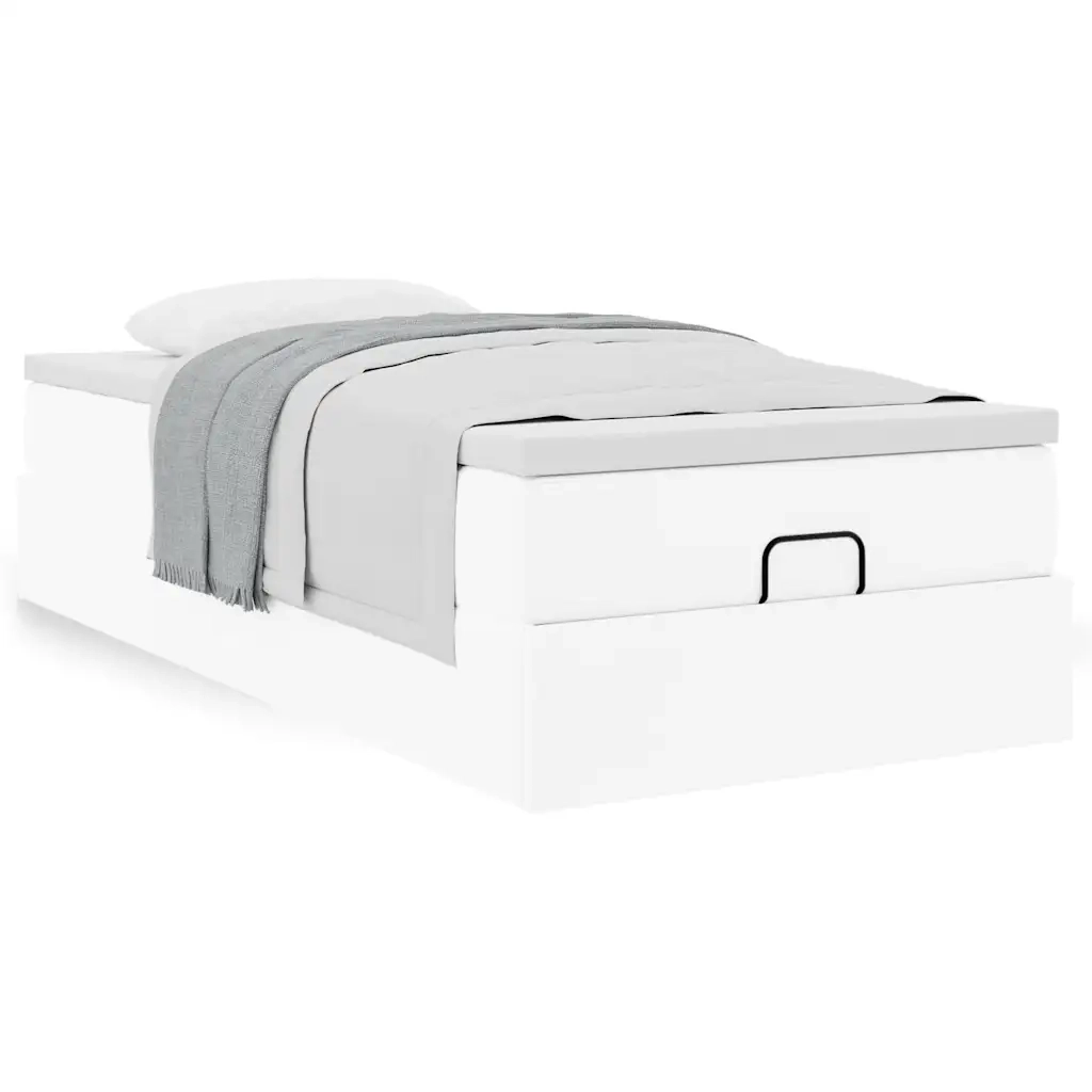 Struttura Letto Pouf con Materasso Bianco 80x200 cm Similpelle 3311007