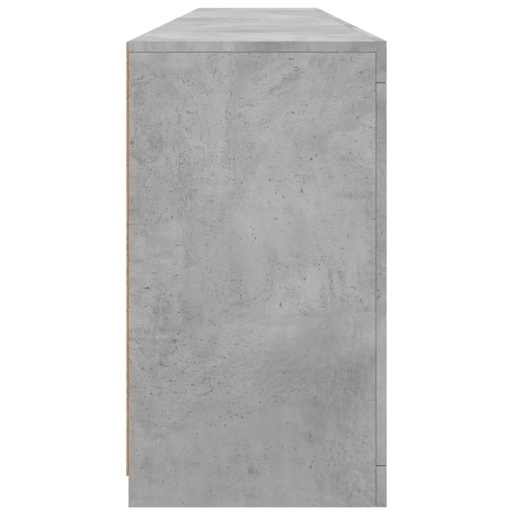 Credenza con Luci LED-Buffet-Armadio da cucina Grigio Cemento 202x37x67 cm