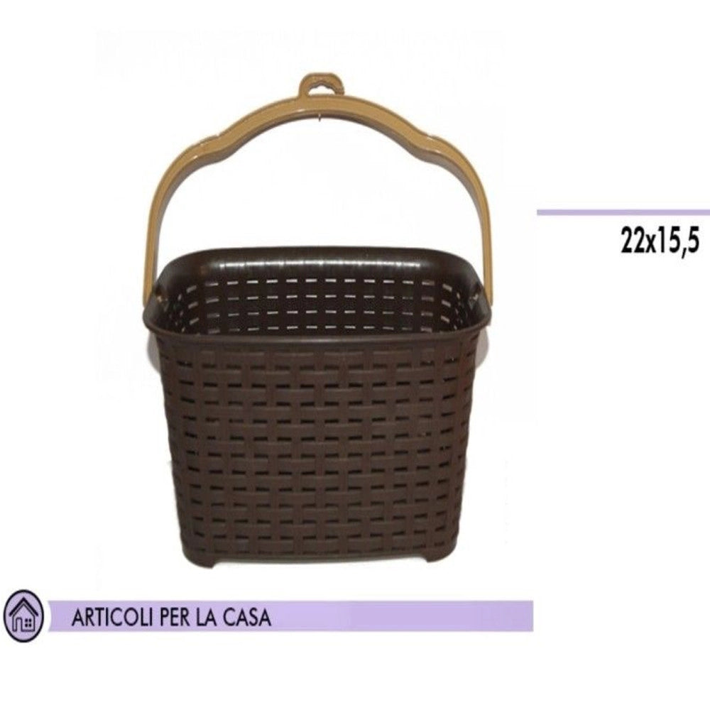 Trade Shop - Cestino Portamollette Cesto Porta Mollette Effetto Rattan In Plastica Colorato -