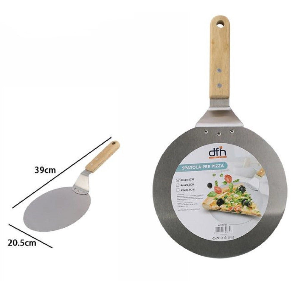 Trade Shop - Pala Spatola Per Pizza Con Manico Legno Paletta Tagliere Tondo 39 X 20,5cm 74183 -