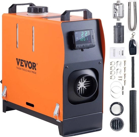 Stazione di riscaldamento diesel 5KW 12V - Luminare aerei con monitor LCD intelligente e telecomando - Serbatoio di carburante da 5L - Riscaldatore auto - Per auto, camion, barche, escavatori, spazi tecnici e ambienti interni