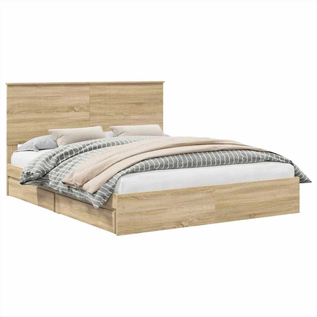 Letto con Contenitore con testiera Rovere Sonoma 160 x 200 cm 3411189