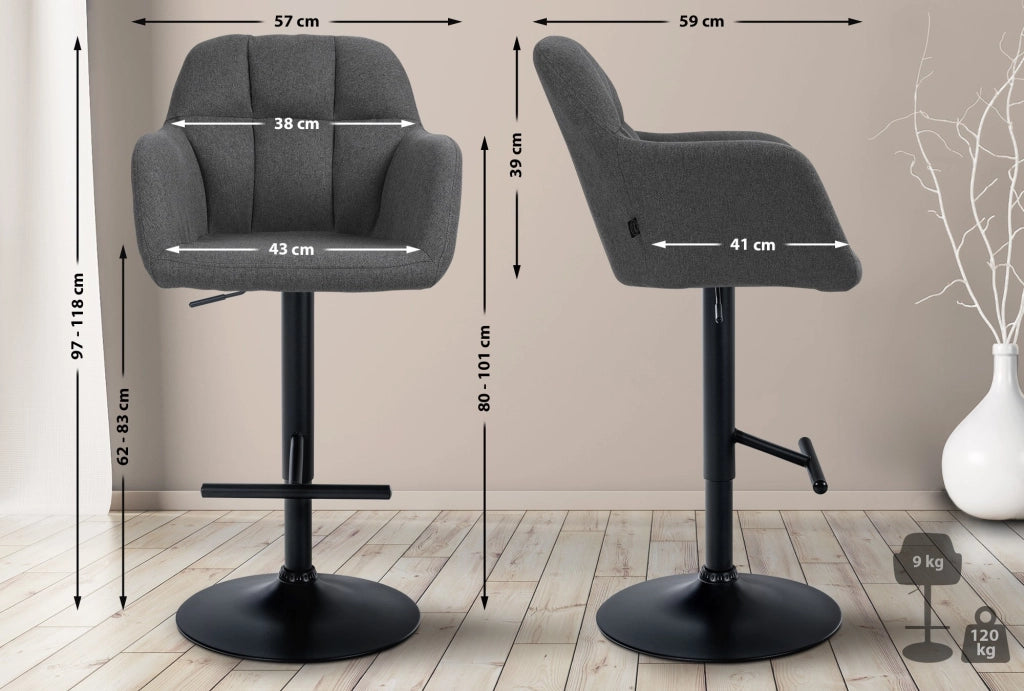 Barhocker Natoma Stoff schwarz