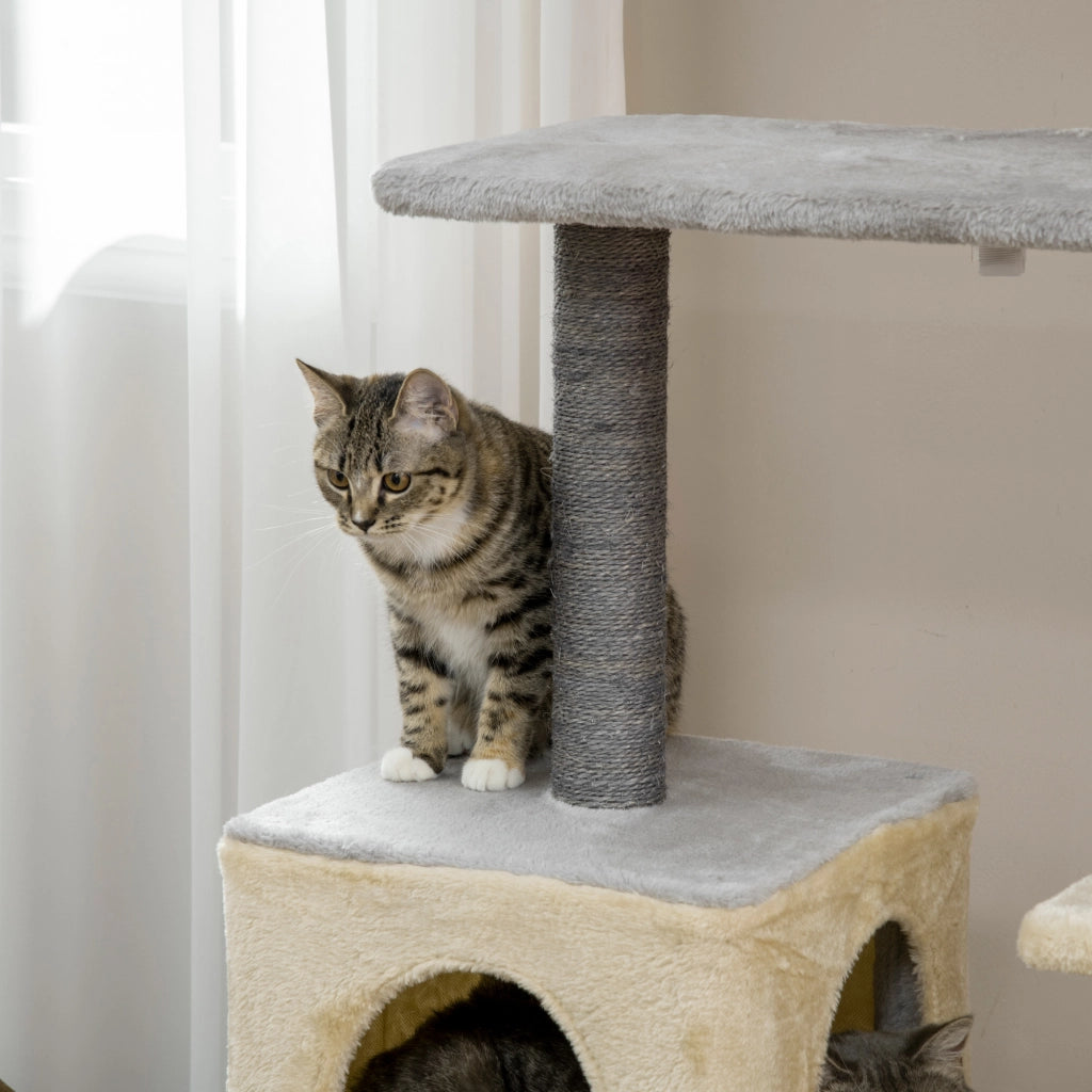 Tiragraffi per Gatti con Lettino, Casetta e Pali in Sisal ¨C Zephmum ¨C 156 cm Alto
