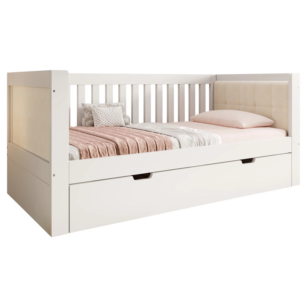 Divano letto con letto estraibile 90x190 cm in legno bianco