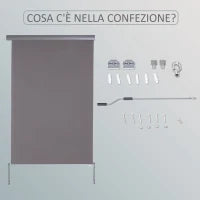 Tenda Avvolgibile Parasole con Manovella, Installazione a Muro o Soffitto, 120x200cm, Grigio