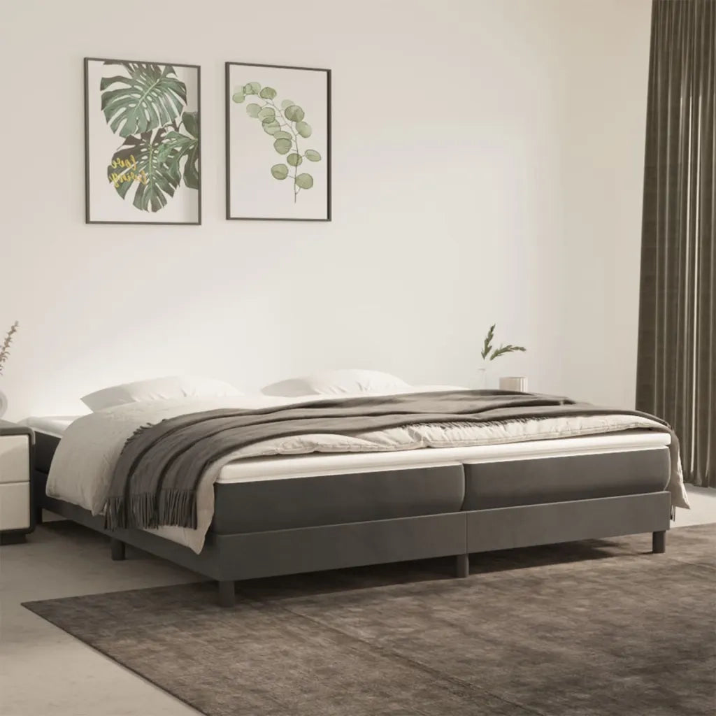 Struttura Letto a Rete a Molle Grigio Scuro 200x200 cm Velluto 3120791