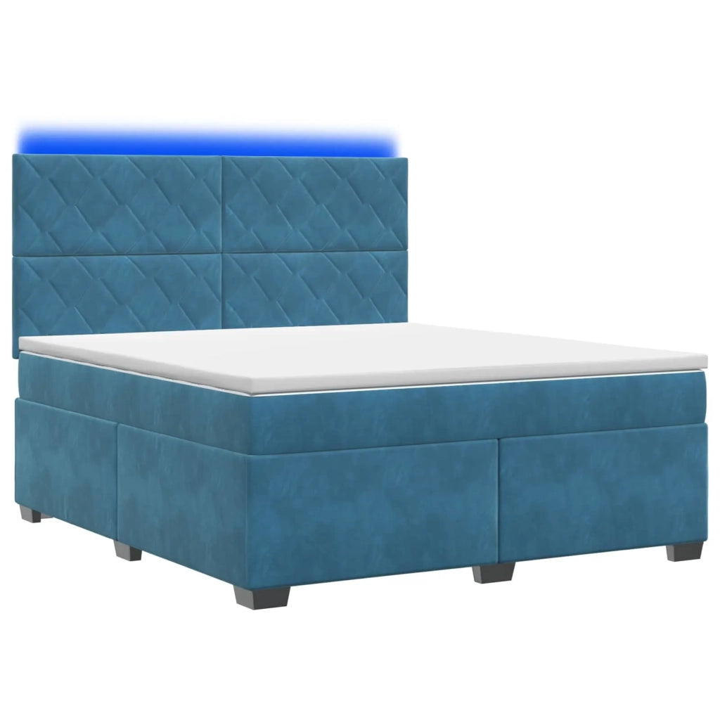 Letto box spring con materasso Blu 140 x 190 cm Velluto 3455112