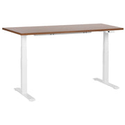 Scrivania regolabile in altezza elettricamente legno scuro e bianco 160 x 72 cm Struttura in acciaio verniciato a polvere