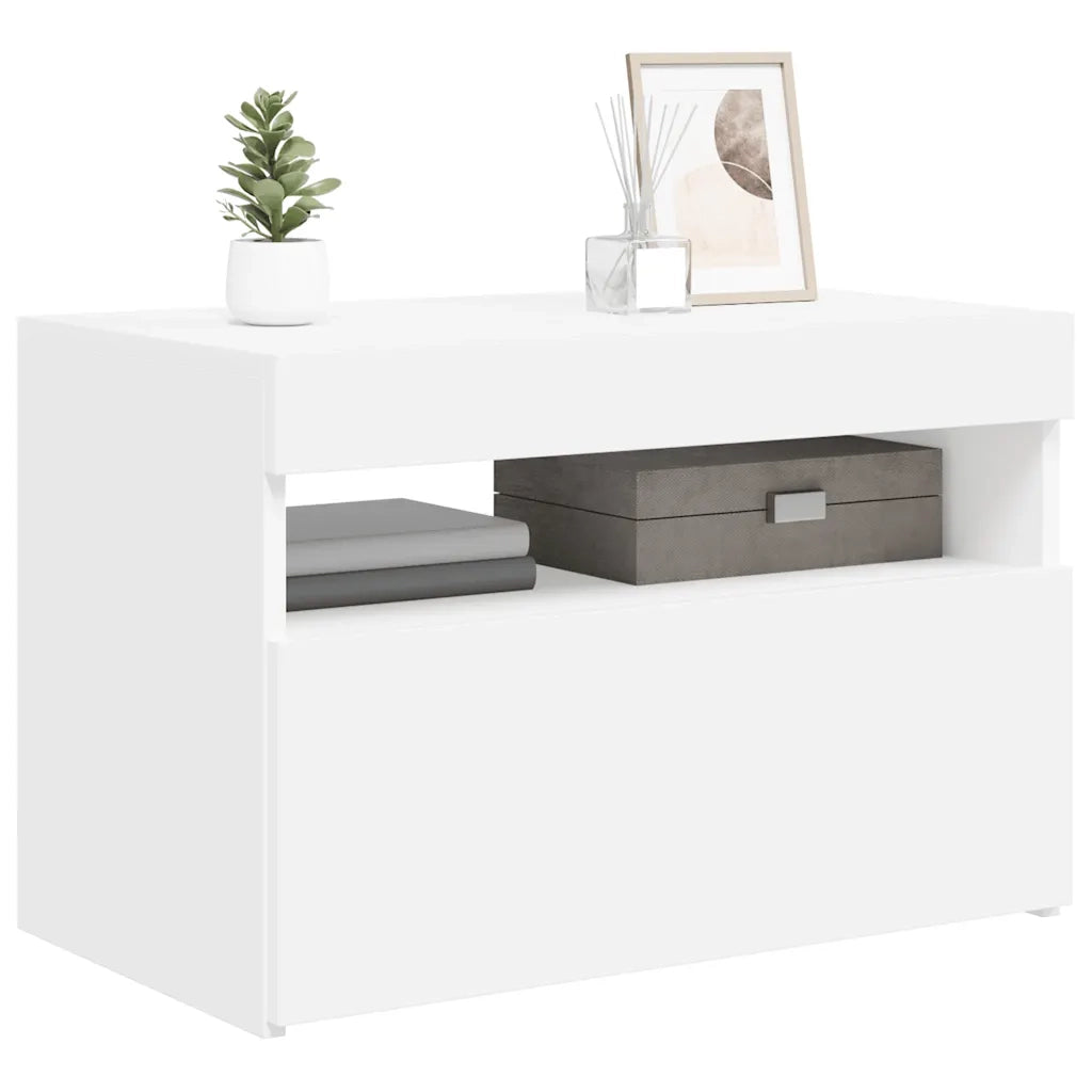 Mobile Porta TV con Luci LED Bianco 60x35x40 cm