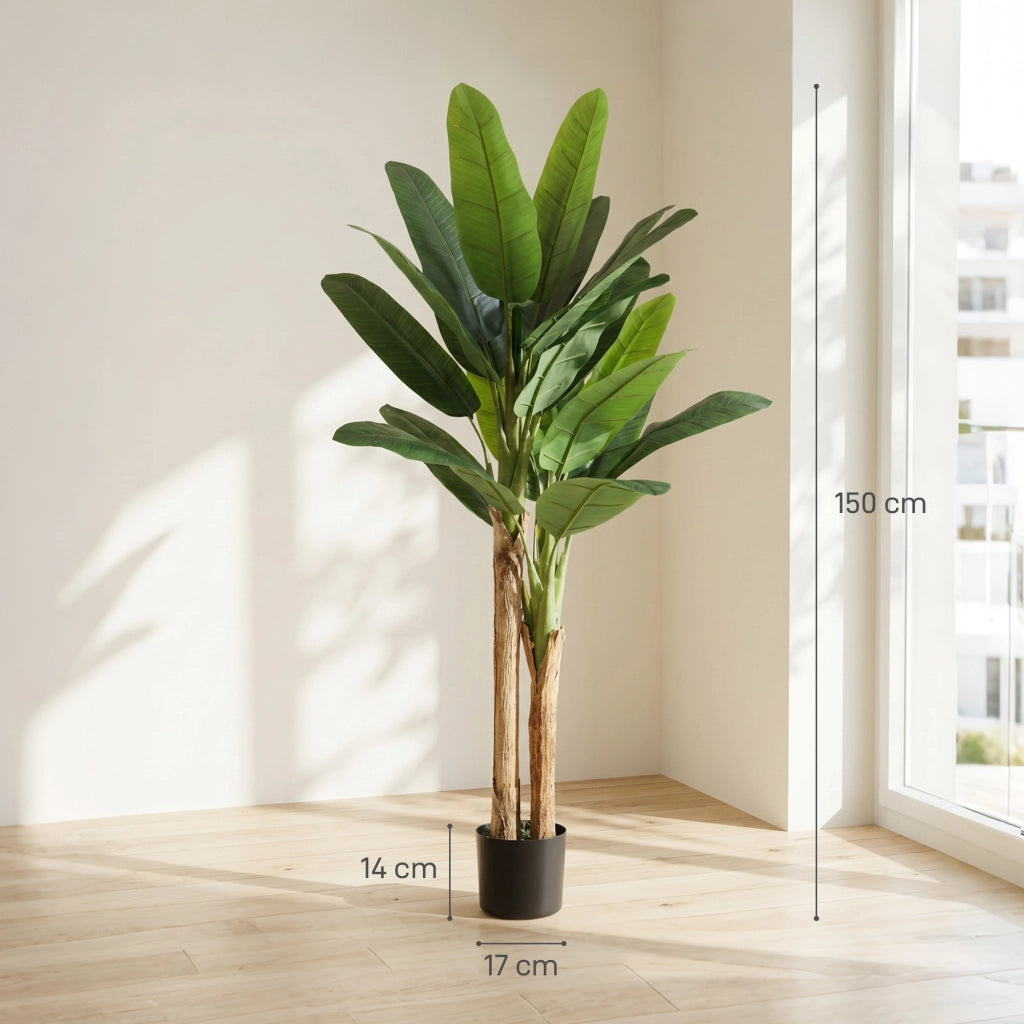 2 Piante Artificiali Banano in Vaso ¨C zephmum ¨C Verde, 150 cm