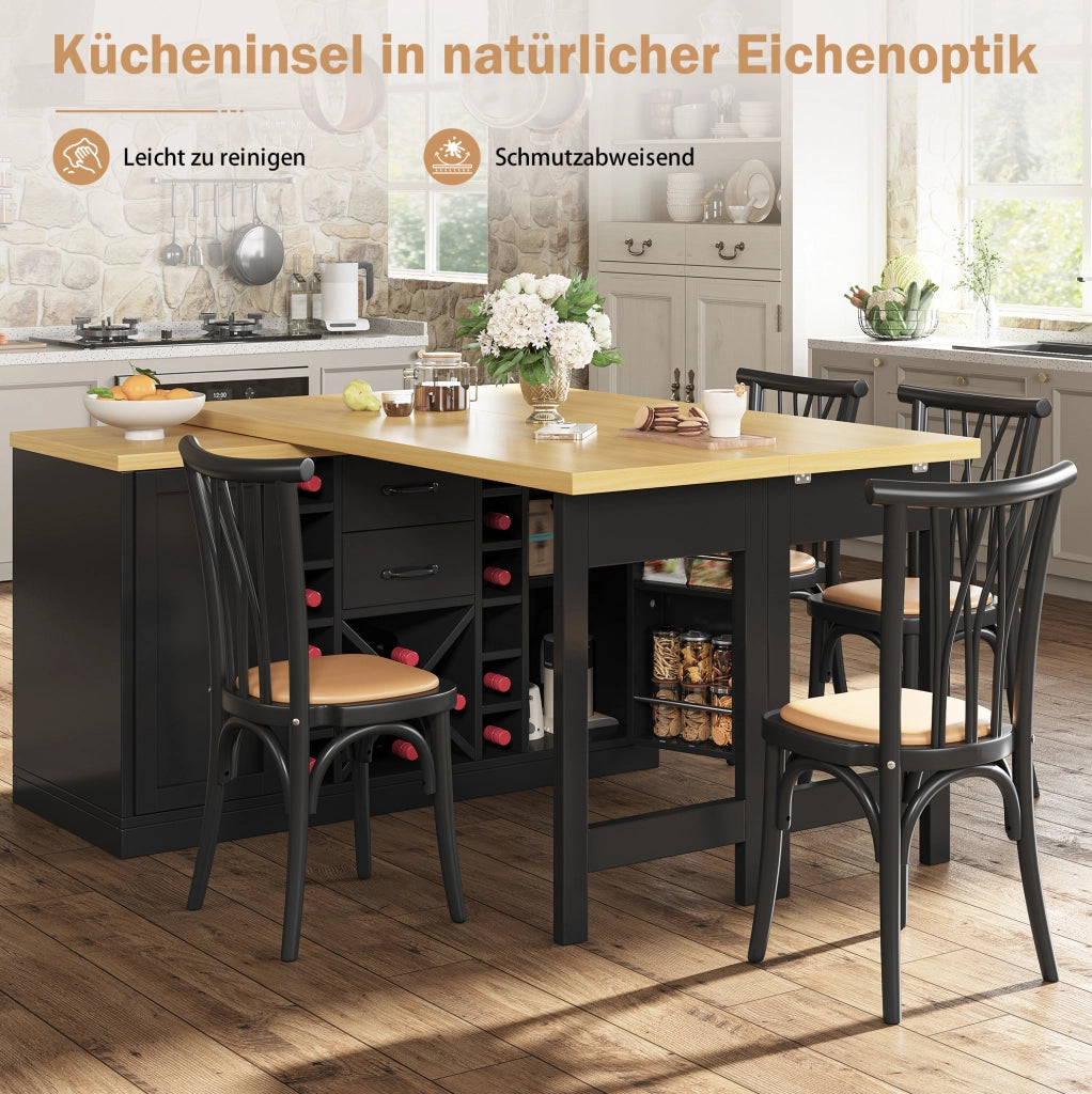 Isola da cucina girevole 120-223 cm con vani contenitore
