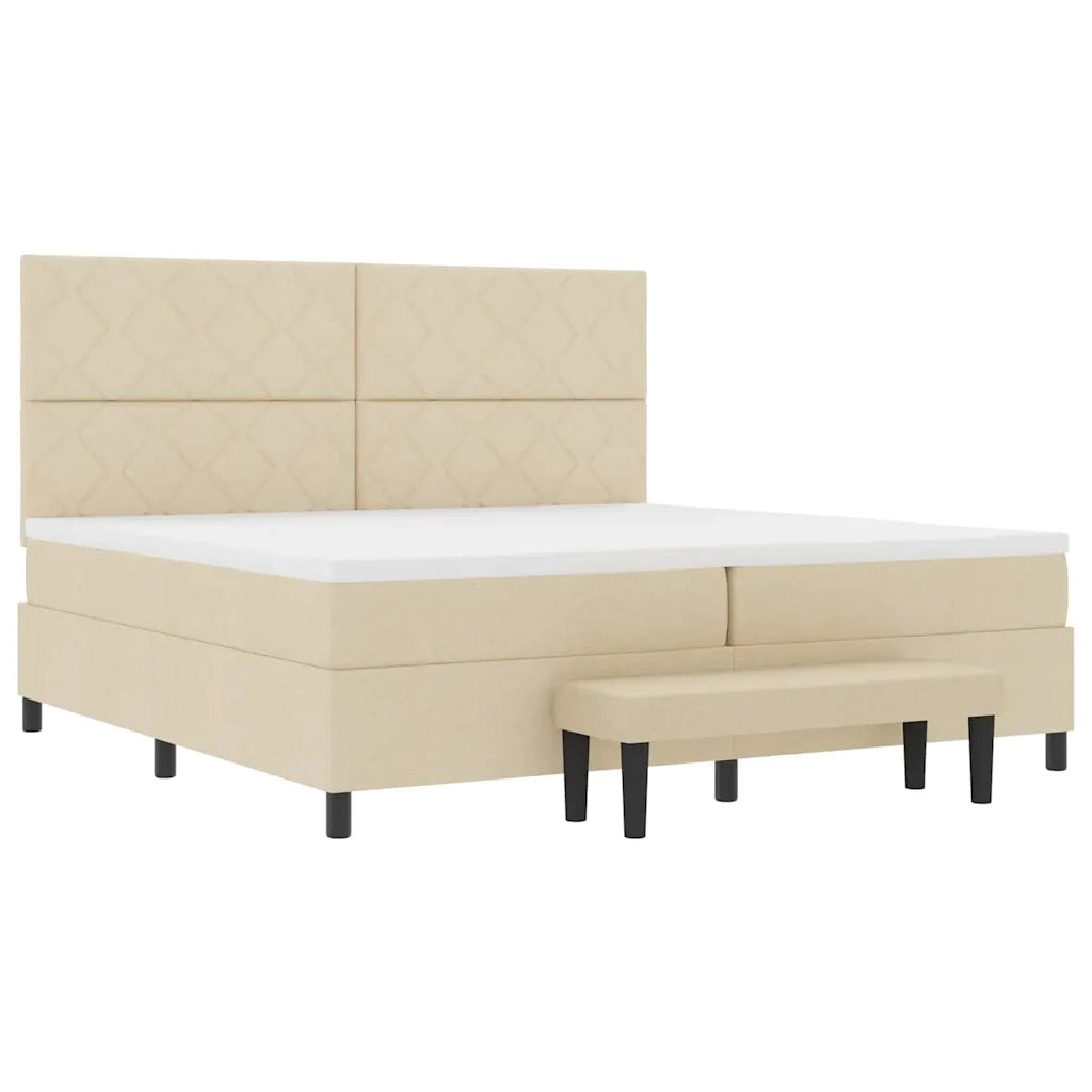 Letto a molle con testiera Crema 200 x 200 cm Tessuto 3344175