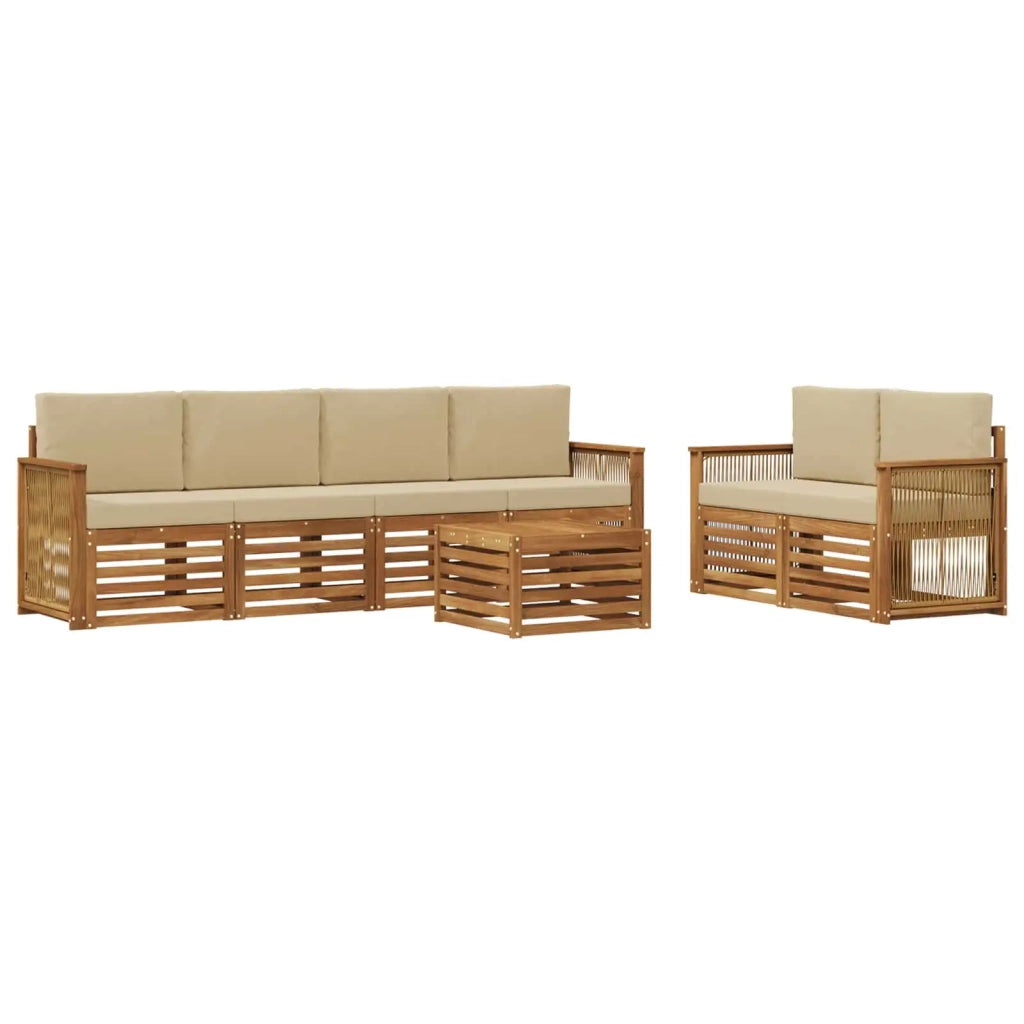 Set di divani da esterno 7 pz Naturale e Beige 3384059