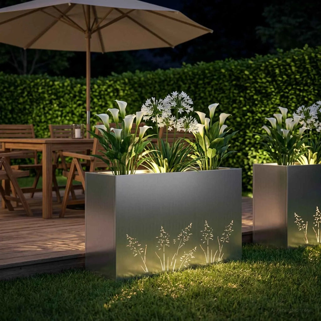 Vaso da giardino Argento 80 x 30 x 49 cm Acciaio zincato 8005844