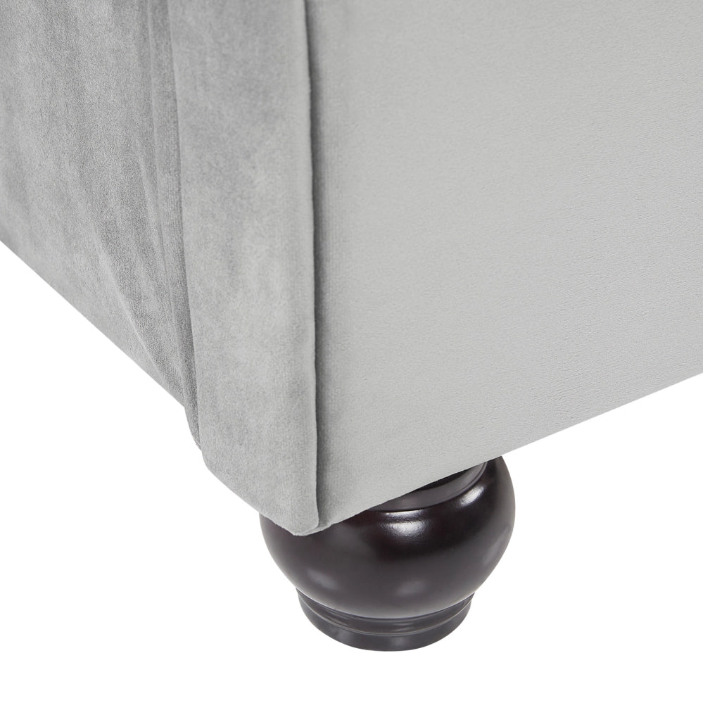 Letto Rivestimento in velluto grigio Gambe in legno Nero matrimoniale 140 x 200 cm con bottoni Glam