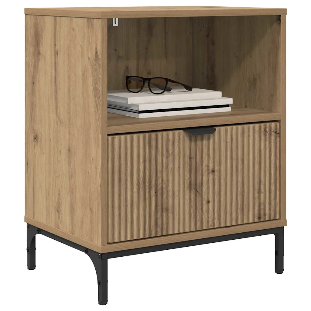 Set di 2 Comodini | Armadio da Notte | Mobiletto da notte rovere artigianale 49 x 36 x 61 cm