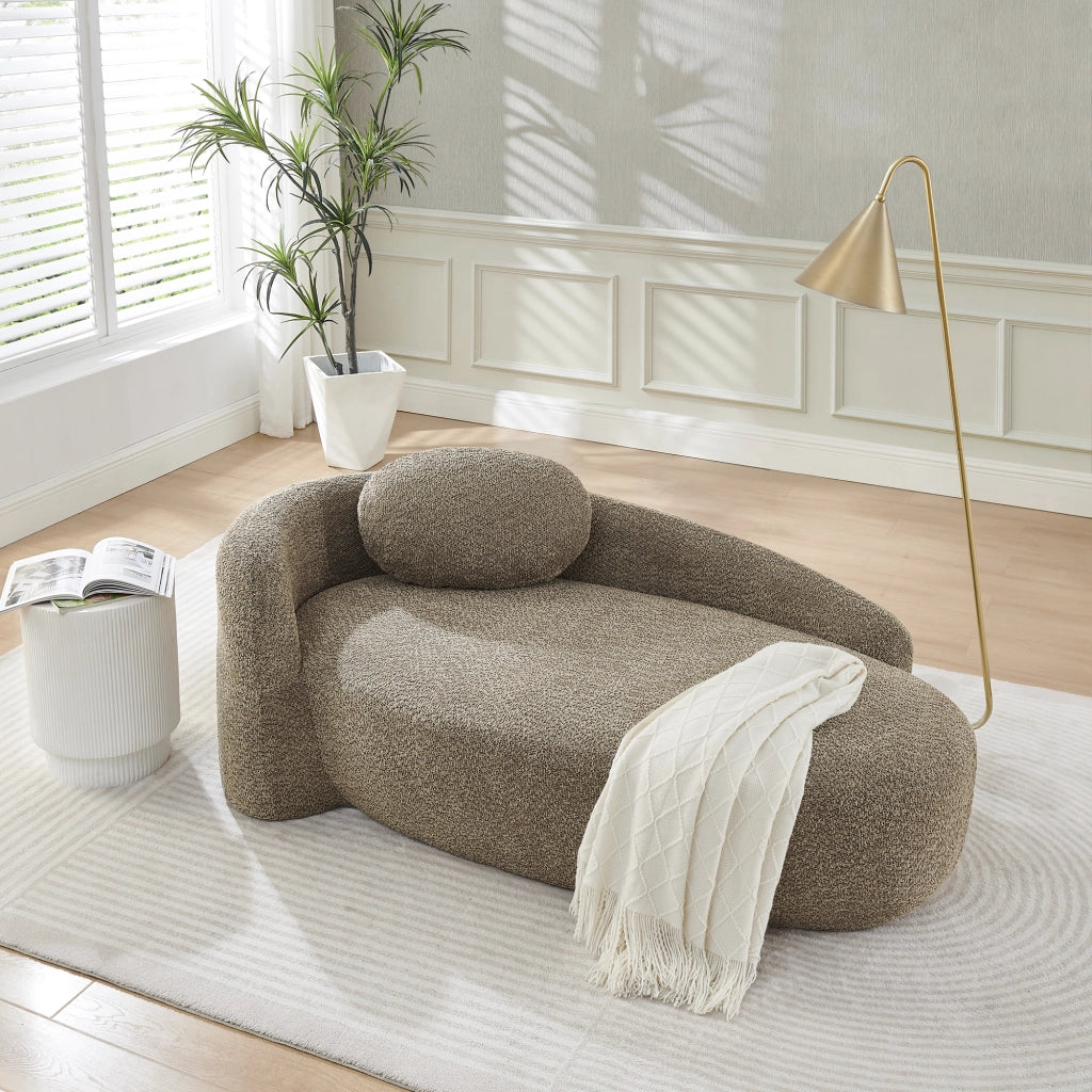 Scaffale in tessuto teddy con design arrotondato imbottitura in schiuma ad alta elasticità marrone