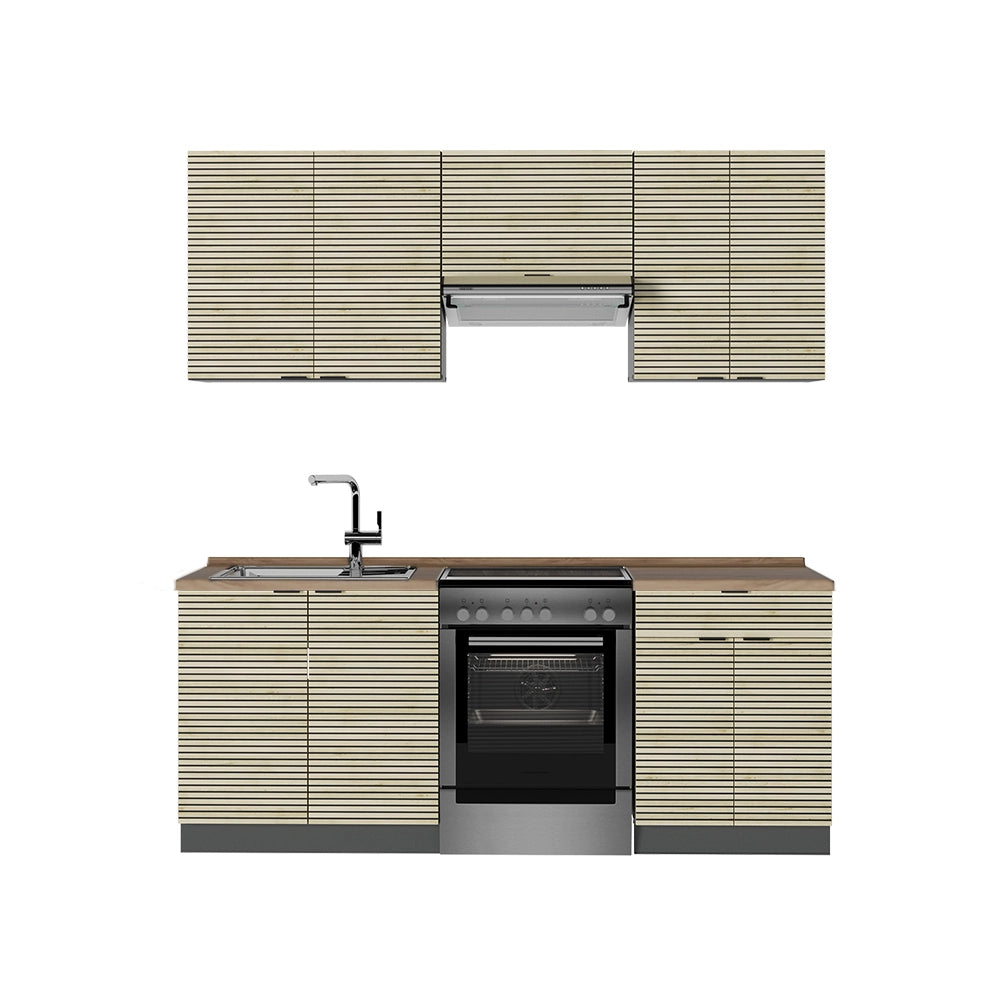 Cucina componibile Fame-Line Pannello in quercia/Antracite 200 cm, PL Rovere Vicco