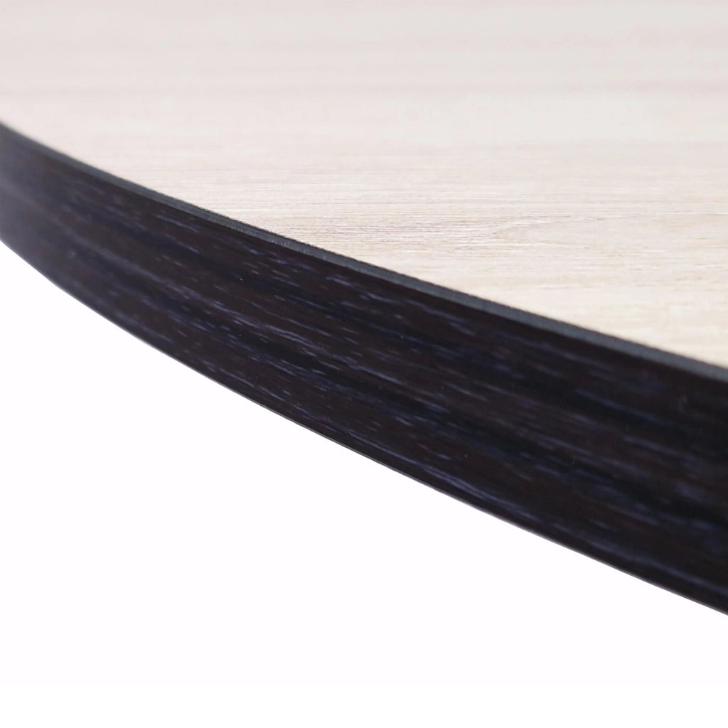 Tavolo da pranzo rotondo ZEN, 90x90x77cm, per 4 persone, colore Rovere e nero, Gambe in metallo laccato nero opaco RF1145