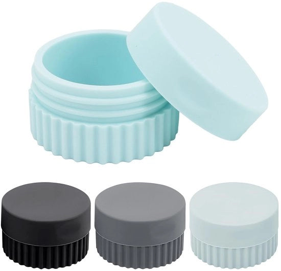 Set di contenitori per cosmetici 4 pezzi - Flaconi di crema riutilizzabili 20 ml - Contenitori di silicone per protezione - Imballaggio leggero per viaggio - Coperchio per lozioni/cosmetici - Contenitore per crema