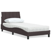 Letto con Materasso Marrone Scuro 90x200 cm in Tessuto