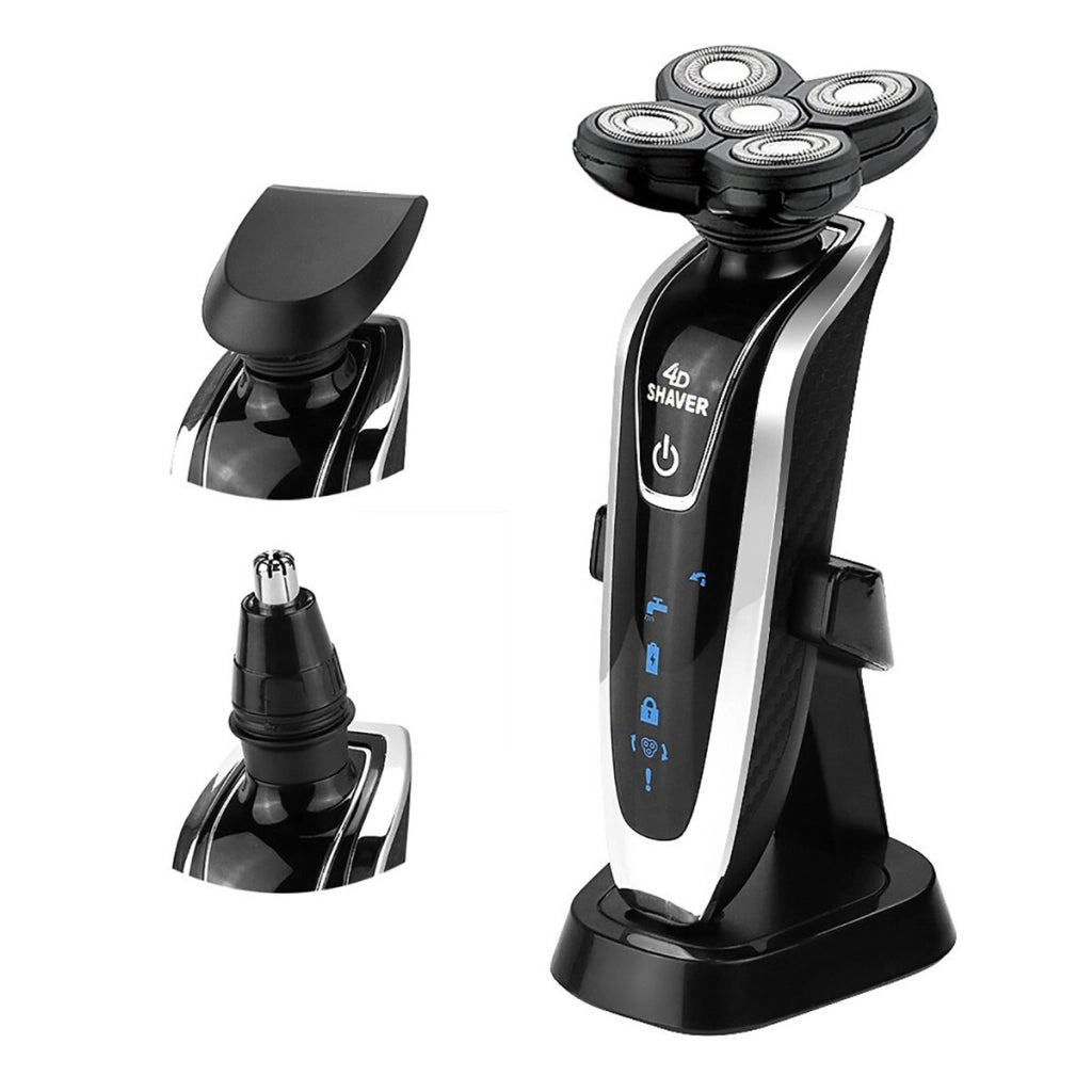 KIT RASOIO ELETTRICO UOMO BARBA NASO PULIZIA VISO IMPERMEABILE USB RICARICABILE