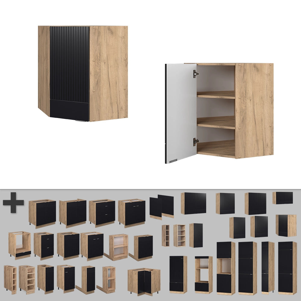 Vicco Mobile angolare da cucina Nero a righe 57 cm