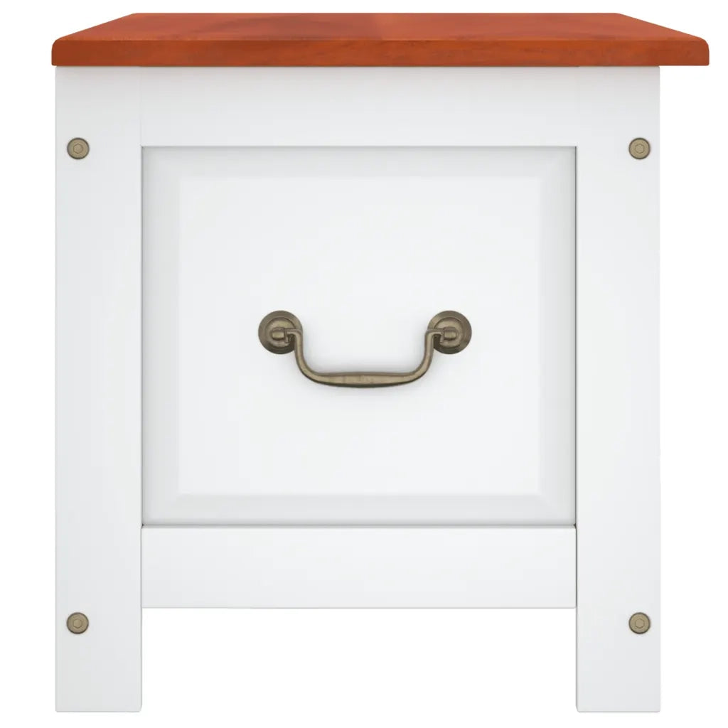 Cassapanca con Coperchio Marrone e Bianco Legno Massello Acacia CFW9320534