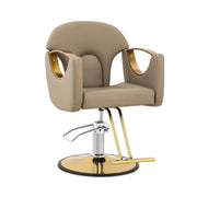Poltrona professionale da parrucchiere con poggiapiedi 65 cm 180 kg acciaio inox PU beige 14_0008973